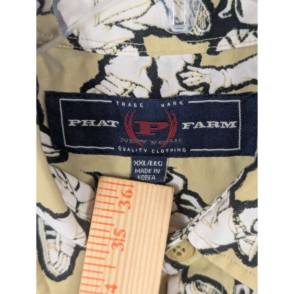 Vintage Phat Farm All Over Bull Print Short Sleeve Shirt Men's Size XXL/2XL - Picture 8 of 14